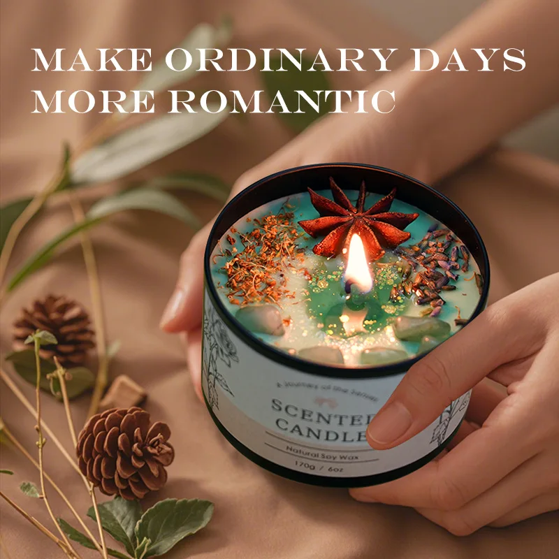 Home Fragrance Long Lasting - クリエイティブクリスタルアロマセラピーキャンドル6オンス - 長持ちする香りの装飾、女性へのユニークなギフト、エレガントなホームフレグランス
