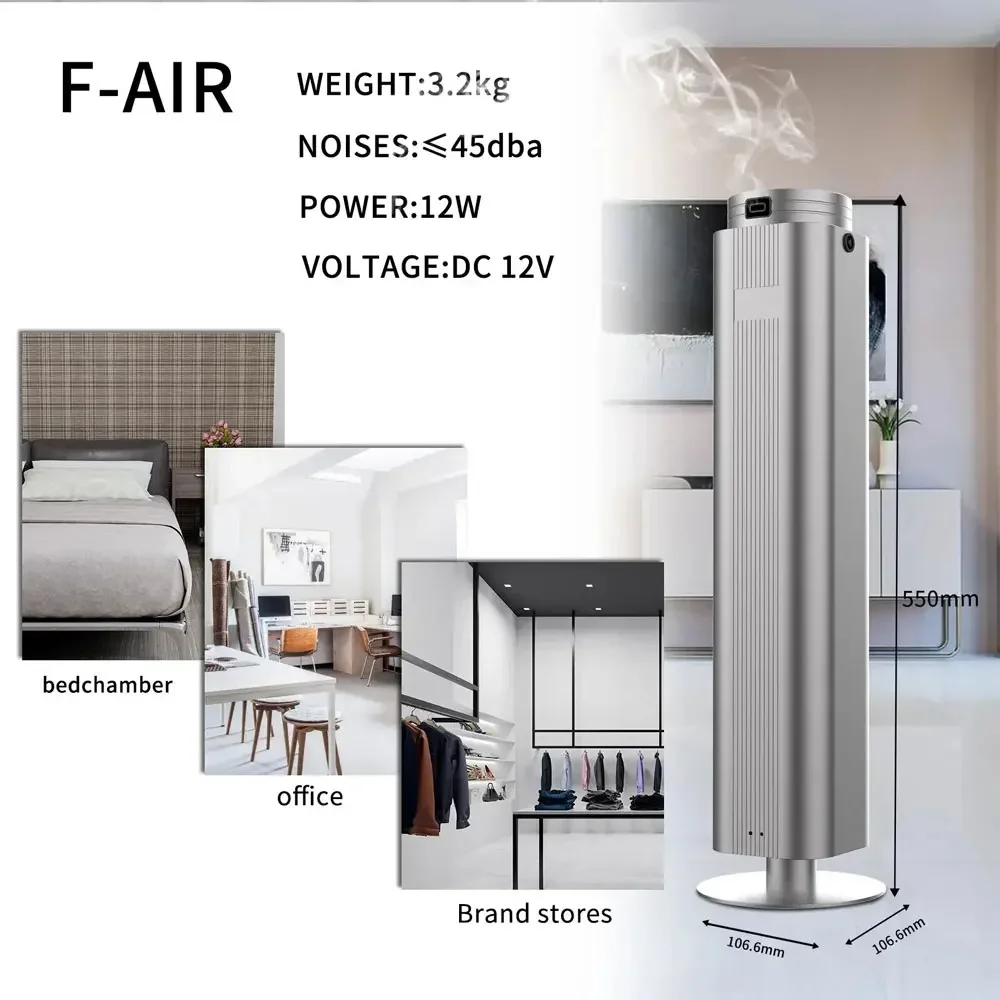 Home Fragrance Hotel Collection - 業務用2000立方メートル水なしフレグランスオイルアロマディフューザー、縦型合金ホテル用芳香剤、アプリ制御付き500ml香り発生器
