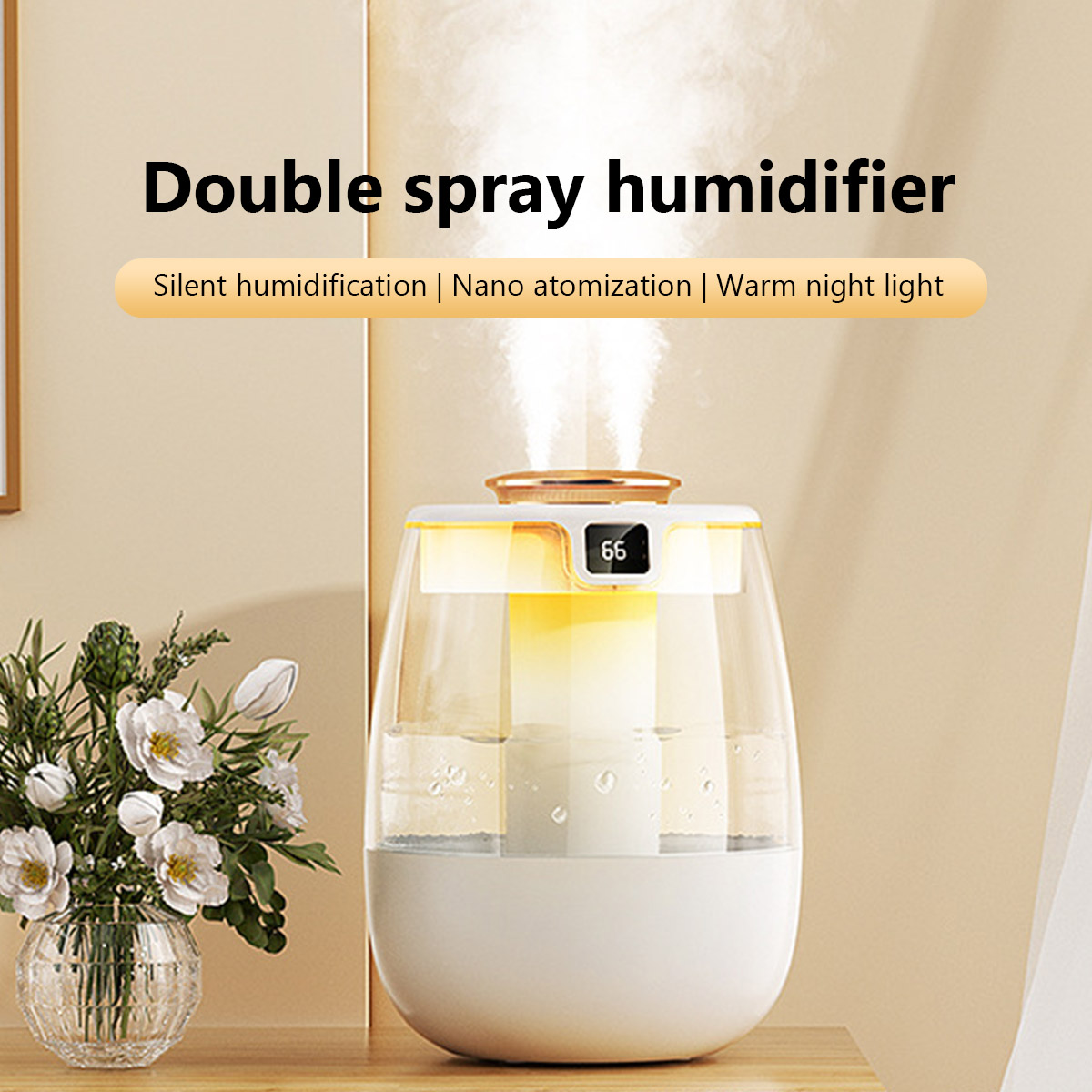 Home Fragrance Janzen - 1.3L 空気加湿器ダブルスプレーポートクールミストメーカーフレグランスディフューザーホームオフィスエッセンシャルオイルアロマ加湿器清浄機