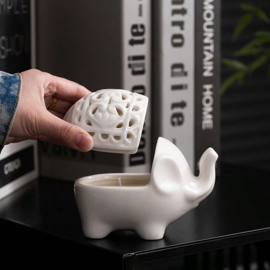 かわいい象のセラミックアロマバーナー、中空彫刻エッセンシャル - Wax Melt Burner のレビューと価格