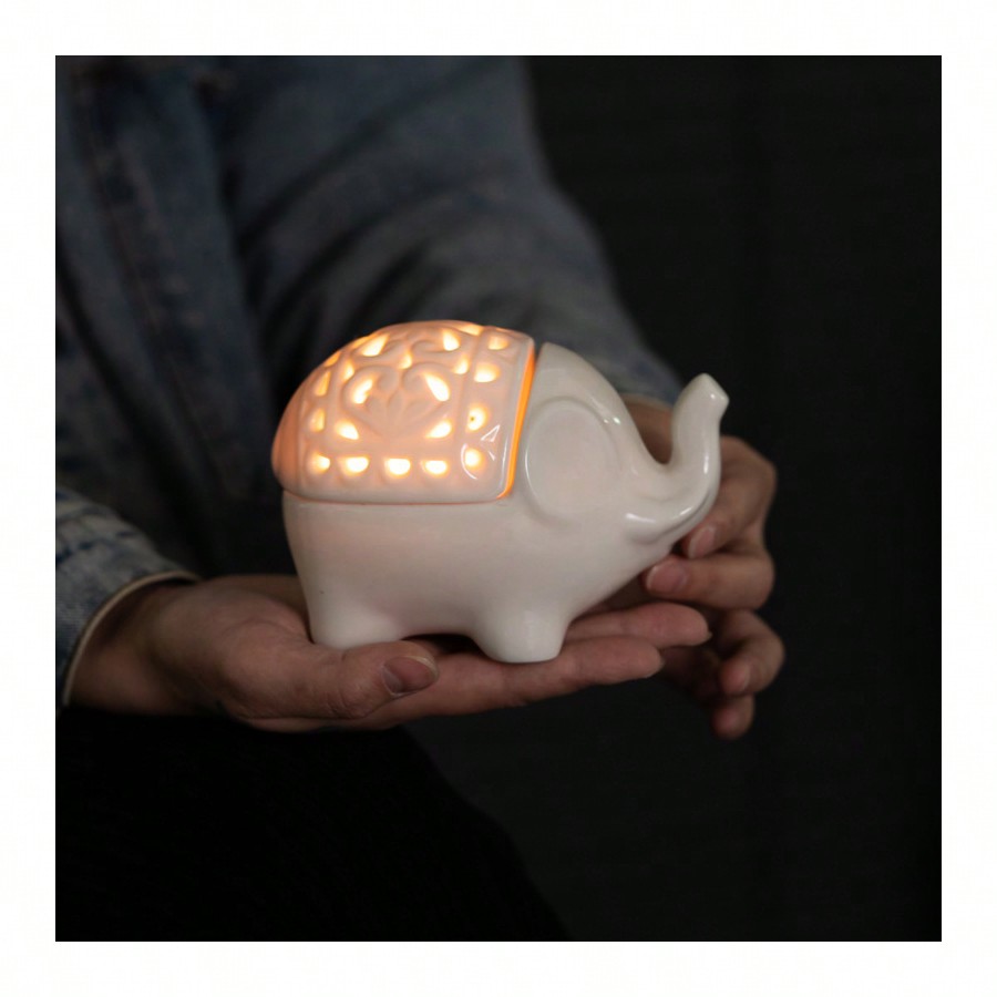 かわいい象のセラミックアロマバーナー、中空彫刻エッセンシャル - Wax Melt Burner のレビューと価格