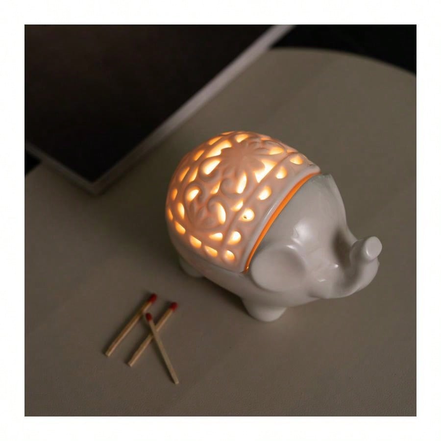 かわいい象のセラミックアロマバーナー、中空彫刻エッセンシャル - Wax Melt Burner のレビューと価格