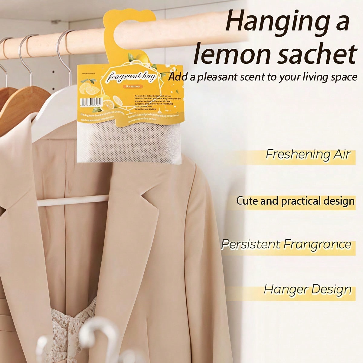 吊り下げ式レモンの香りのサシェ、クローゼットや引き出し用芳香 - Home Fragrance Janzen のレビューと価格