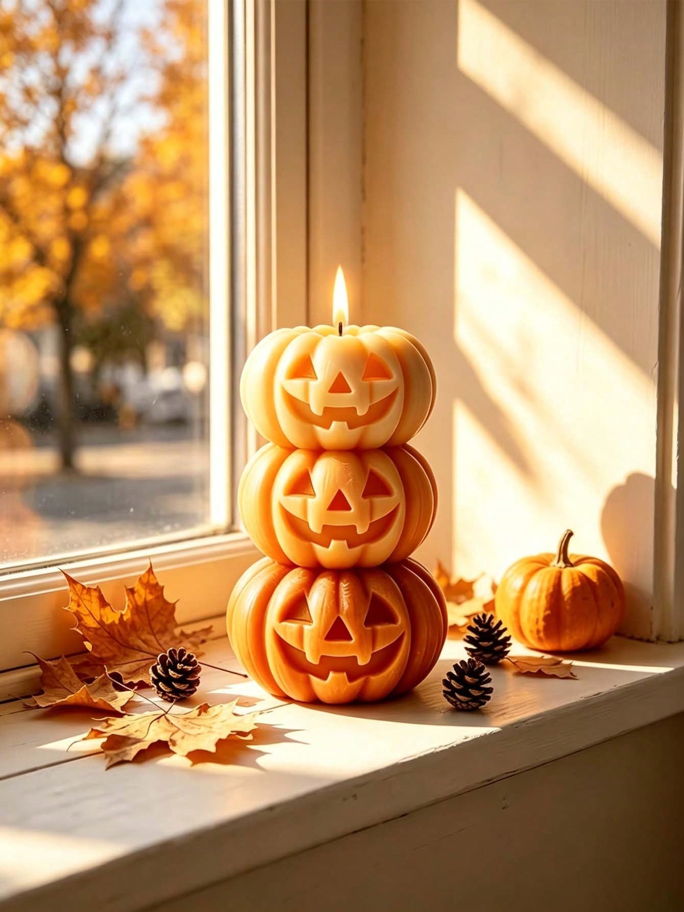 ハロウィン用3層式パンプキン型キャンドル1個、パンプキンデザ - Home Fragrance Long Lasting のレビューと価格